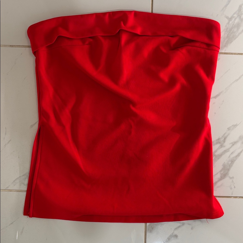 Red Strapless Top